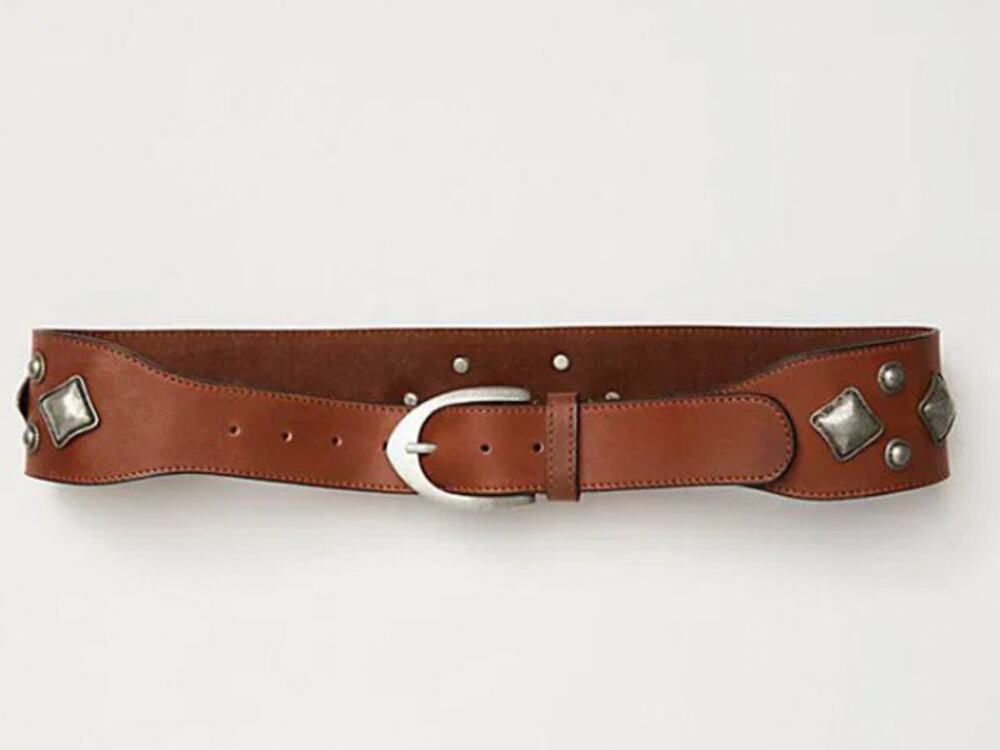 Free People Heritage Hip Belt Cognac Brown Distressed Leather M/L Boho